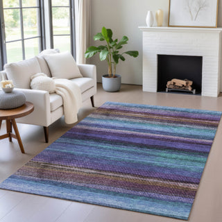 Piper Looms Chantille Stripes ACN2093 Blue Machine Washable Area Rug Lifestyle Image Feature