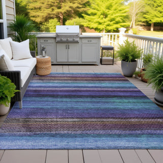 Piper Looms Chantille Stripes ACN2093 Blue Machine Washable Area Rug Outdoor Lifestyle Image Feature