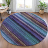 Piper Looms Chantille Stripes ACN2093 Blue Machine Washable Area Rug Round Lifestyle Image Feature