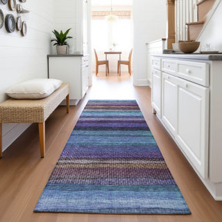 Piper Looms Chantille Stripes ACN2093 Blue Machine Washable Area Rug Runner Lifestyle Image Feature
