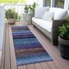 Piper Looms Chantille Stripes ACN2093 Blue Machine Washable Area Rug Runner Outdoor Lifestyle Image Feature