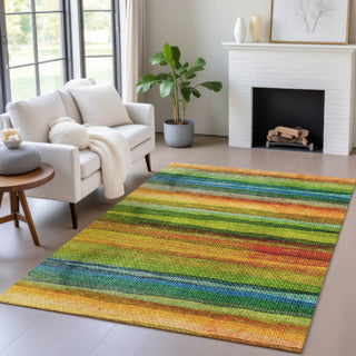 Piper Looms Chantille Stripes ACN2093 Green Machine Washable Area Rug Lifestyle Image Feature