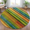 Piper Looms Chantille Stripes ACN2093 Green Machine Washable Area Rug Round Lifestyle Image Feature