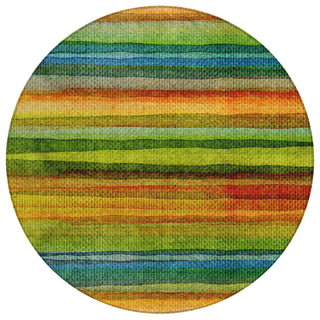 Piper Looms Chantille Stripes ACN2093 Green Machine Washable Area Rug Round Main Image