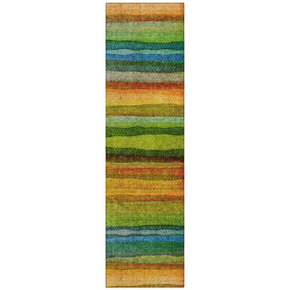 Piper Looms Chantille Stripes ACN2093 Green Machine Washable Area Rug Runner Main Image