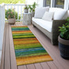 Piper Looms Chantille Stripes ACN2093 Green Machine Washable Area Rug Runner Outdoor Lifestyle Image Feature