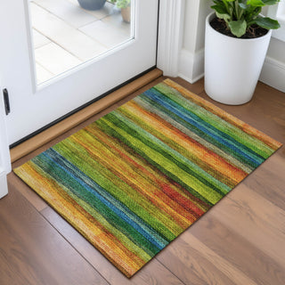 Piper Looms Chantille Stripes ACN2093 Green Machine Washable Area Rug Scatter Lifestyle Image Feature