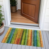 Piper Looms Chantille Stripes ACN2093 Green Machine Washable Area Rug Scatter Outdoor Lifestyle Image Feature