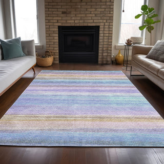 Piper Looms Chantille Stripes ACN2093 Lavender Machine Washable Area Rug Lifestyle Image Feature