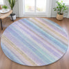 Piper Looms Chantille Stripes ACN2093 Lavender Machine Washable Area Rug Round Lifestyle Image Feature