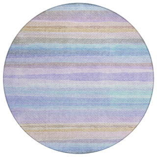 Piper Looms Chantille Stripes ACN2093 Lavender Machine Washable Area Rug Round Main Image
