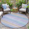 Piper Looms Chantille Stripes ACN2093 Lavender Machine Washable Area Rug Round Outdoor Lifestyle Image Feature