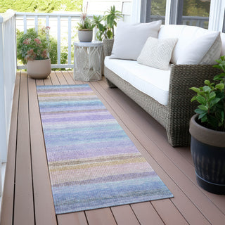 Piper Looms Chantille Stripes ACN2093 Lavender Machine Washable Area Rug Runner Outdoor Lifestyle Image Feature