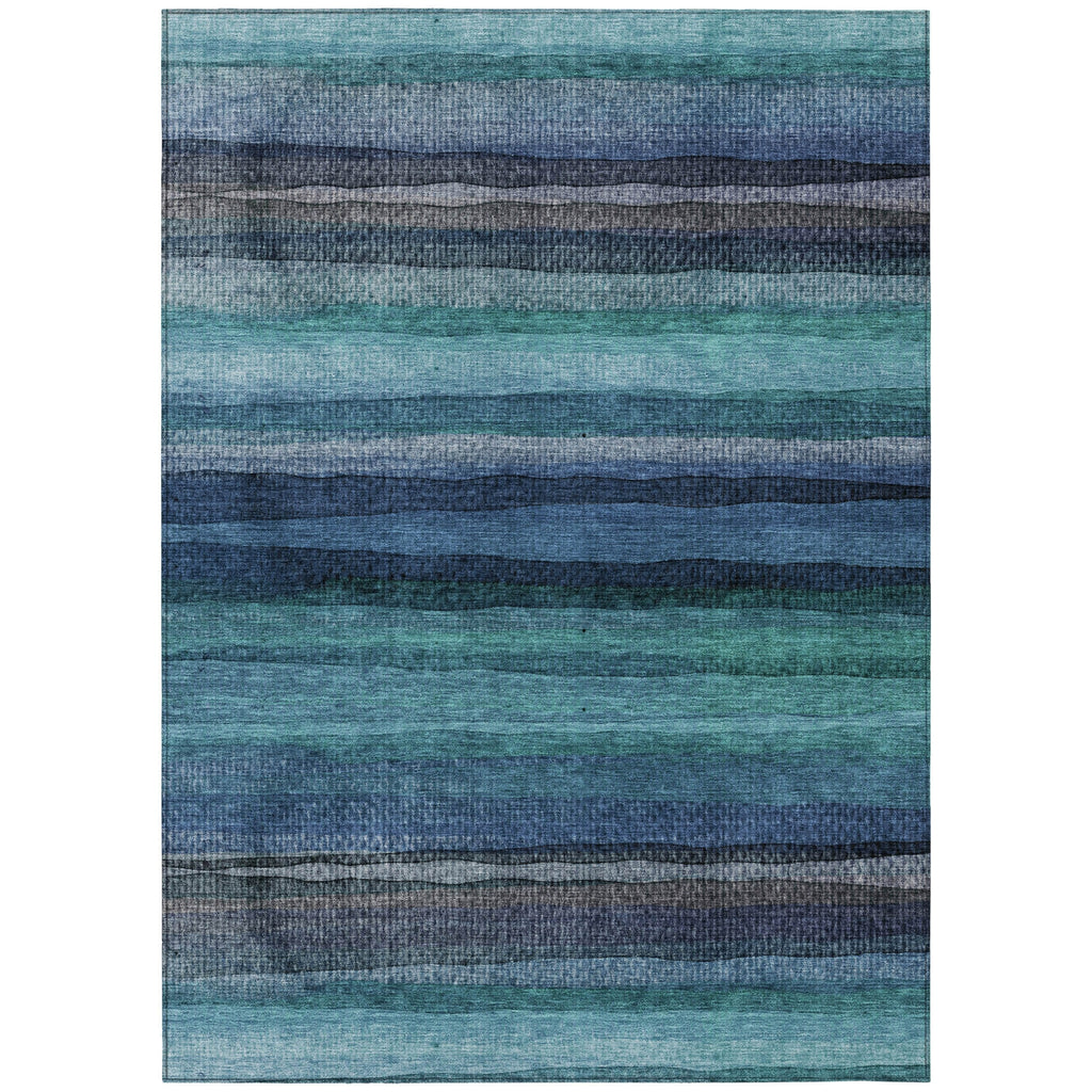 Piper Looms Chantille Stripes ACN2093 Teal Machine Washable Area Rug main image