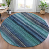 Piper Looms Chantille Stripes ACN2093 Teal Machine Washable Area Rug Round Lifestyle Image Feature