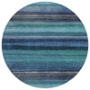 Piper Looms Chantille Stripes ACN2093 Teal Machine Washable Area Rug Round Main Image