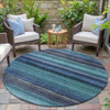 Piper Looms Chantille Stripes ACN2093 Teal Machine Washable Area Rug Round Outdoor Lifestyle Image Feature