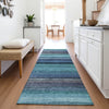 Piper Looms Chantille Stripes ACN2093 Teal Machine Washable Area Rug Runner Lifestyle Image Feature
