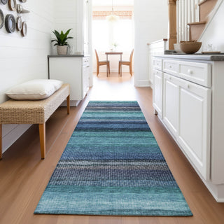Piper Looms Chantille Stripes ACN2093 Teal Machine Washable Area Rug Runner Lifestyle Image Feature