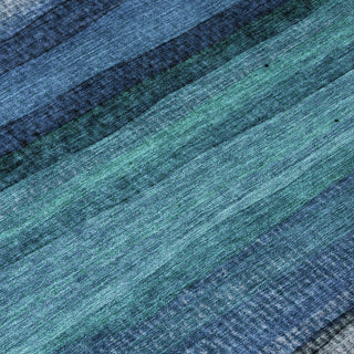 Piper Looms Chantille Stripes ACN2093 Teal Machine Washable Area Rug Swatch Image