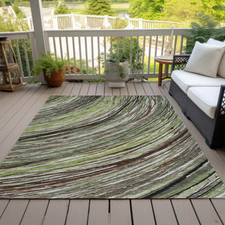Piper Looms Chantille Swirls ACN2094 Aloe Machine Washable Area Rug Outdoor Lifestyle Image Feature
