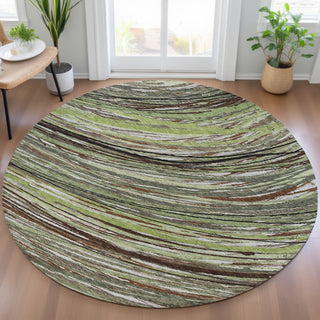 Piper Looms Chantille Swirls ACN2094 Aloe Machine Washable Area Rug Round Lifestyle Image Feature