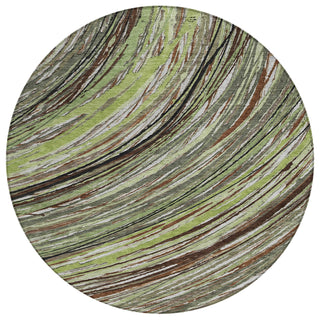 Piper Looms Chantille Swirls ACN2094 Aloe Machine Washable Area Rug Round Main Image