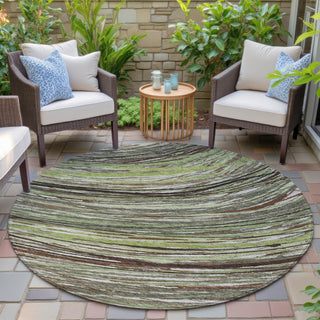 Piper Looms Chantille Swirls ACN2094 Aloe Machine Washable Area Rug Round Outdoor Lifestyle Image Feature