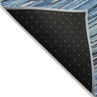 Piper Looms Chantille Swirls ACN2094 Blue Machine Washable Area Rug Backing Image