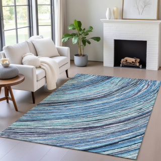 Piper Looms Chantille Swirls ACN2094 Blue Machine Washable Area Rug Lifestyle Image Feature