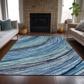 Piper Looms Chantille Swirls ACN2094 Blue Machine Washable Area Rug Lifestyle Image Feature