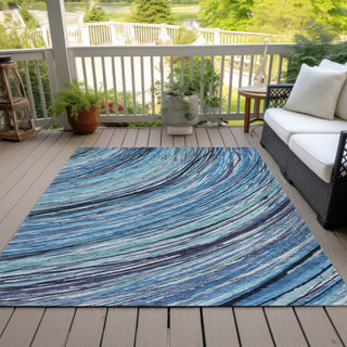 Piper Looms Chantille Swirls ACN2094 Blue Machine Washable Area Rug Outdoor Lifestyle Image Feature