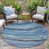 Piper Looms Chantille Swirls ACN2094 Blue Machine Washable Area Rug Round Outdoor Lifestyle Image Feature