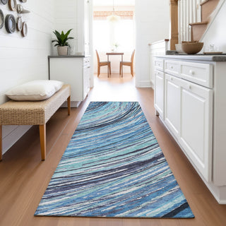 Piper Looms Chantille Swirls ACN2094 Blue Machine Washable Area Rug Runner Lifestyle Image Feature