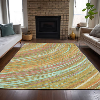 Piper Looms Chantille Swirls ACN2094 Gold Machine Washable Area Rug Lifestyle Image Feature