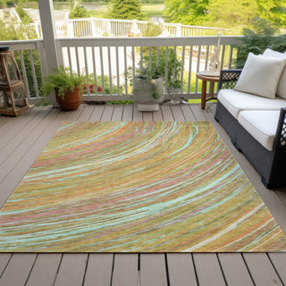 Piper Looms Chantille Swirls ACN2094 Gold Machine Washable Area Rug Outdoor Lifestyle Image Feature