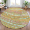 Piper Looms Chantille Swirls ACN2094 Gold Machine Washable Area Rug Round Lifestyle Image Feature