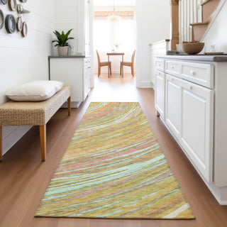 Piper Looms Chantille Swirls ACN2094 Gold Machine Washable Area Rug Runner Lifestyle Image Feature