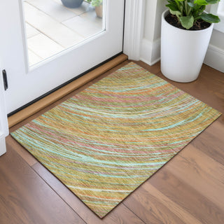 Piper Looms Chantille Swirls ACN2094 Gold Machine Washable Area Rug Scatter Lifestyle Image Feature