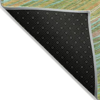 Piper Looms Chantille Swirls ACN2094 Green Machine Washable Area Rug Backing Image