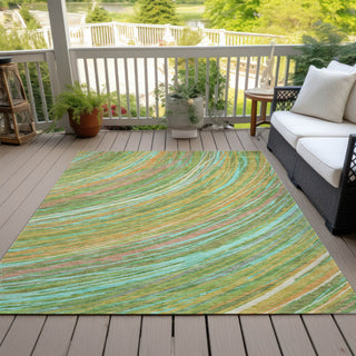Piper Looms Chantille Swirls ACN2094 Green Machine Washable Area Rug Outdoor Lifestyle Image Feature