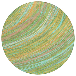 Piper Looms Chantille Swirls ACN2094 Green Machine Washable Area Rug Round Main Image