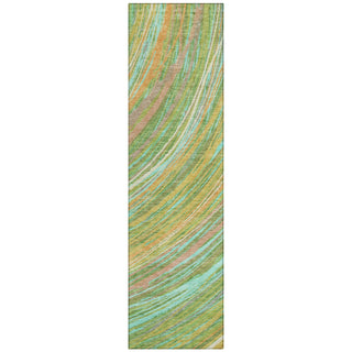 Piper Looms Chantille Swirls ACN2094 Green Machine Washable Area Rug Runner Main Image