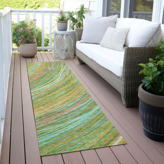 Piper Looms Chantille Swirls ACN2094 Green Machine Washable Area Rug Runner Outdoor Lifestyle Image Feature