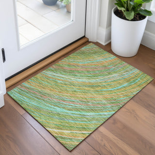 Piper Looms Chantille Swirls ACN2094 Green Machine Washable Area Rug Scatter Lifestyle Image Feature