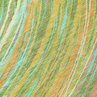 Piper Looms Chantille Swirls ACN2094 Green Machine Washable Area Rug Swatch Image