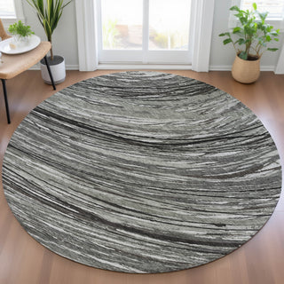 Piper Looms Chantille Swirls ACN2094 Taupe Machine Washable Area Rug Round Lifestyle Image Feature
