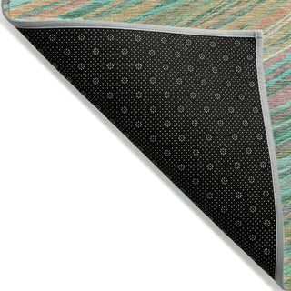 Piper Looms Chantille Swirls ACN2094 Teal Machine Washable Area Rug Backing Image