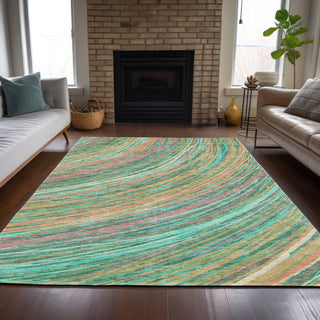 Piper Looms Chantille Swirls ACN2094 Teal Machine Washable Area Rug Lifestyle Image Feature