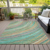 Piper Looms Chantille Swirls ACN2094 Teal Machine Washable Area Rug Outdoor Lifestyle Image Feature